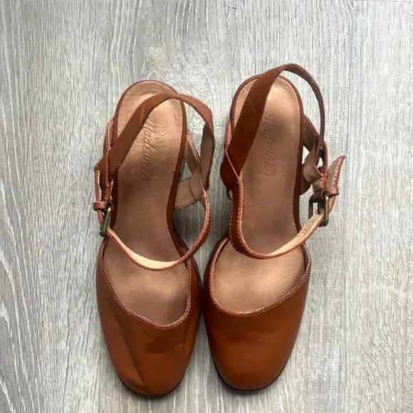 NEW Madewell Claudie Lugsole MaryJane Heels Leather Dried Maple - Picture 3 of 12